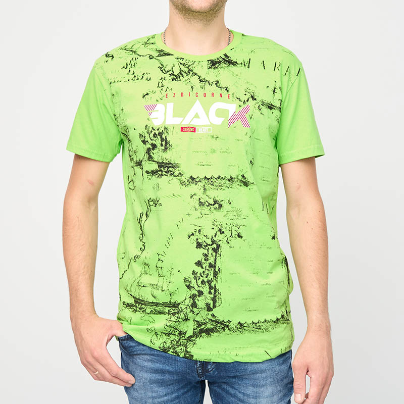 Green men's printed t-shirt - Clothing