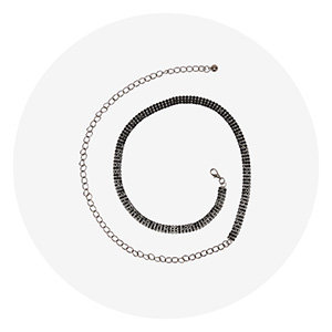 Ladies' black chain belt with cubic zirconia - Accessories