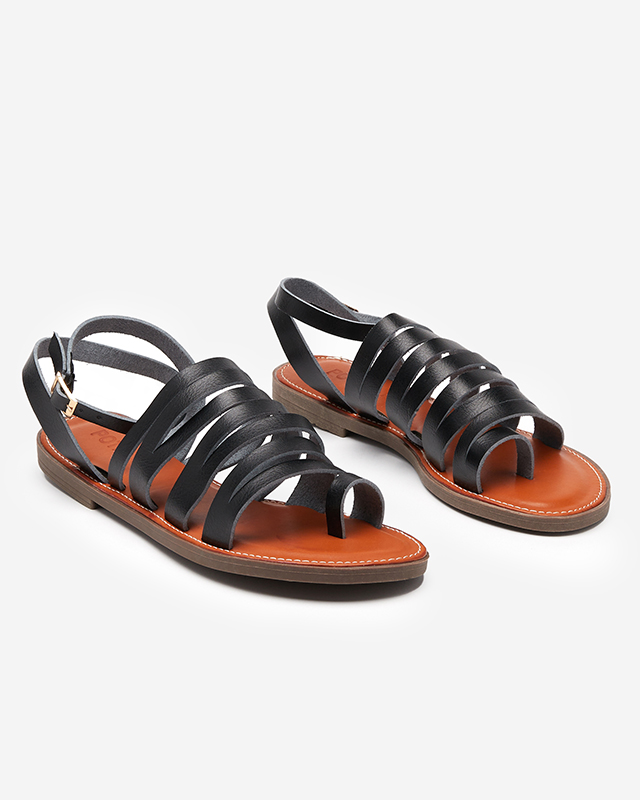 OUTLET Black women's eco-leather sandals with flat heels Gremi - Footwear