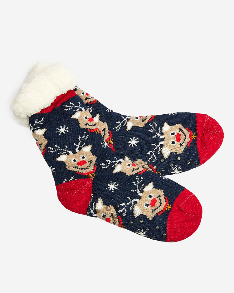 Red women's socks with Christmas pattern - Underwear