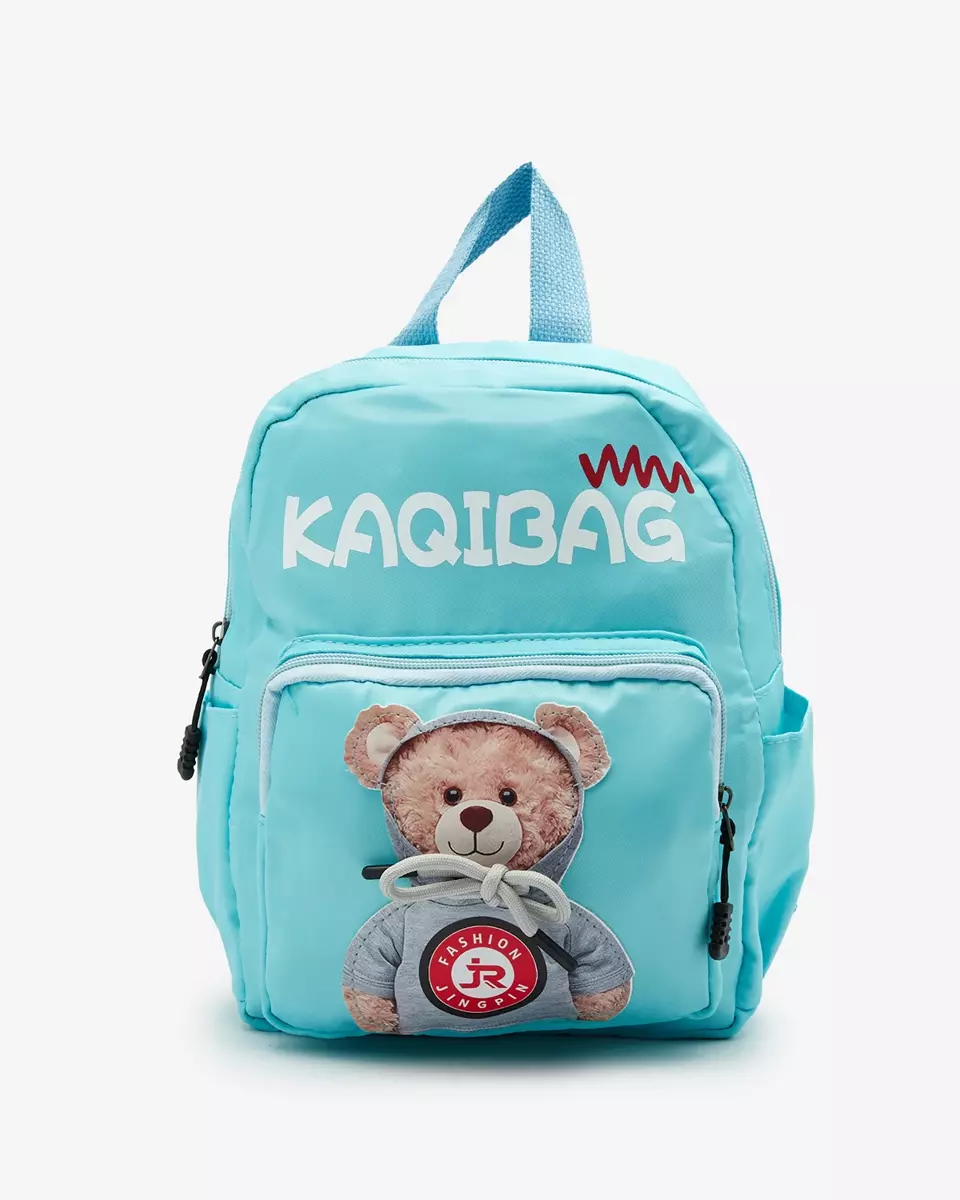 Royalfashion Blue children's backpack with teddy bear print