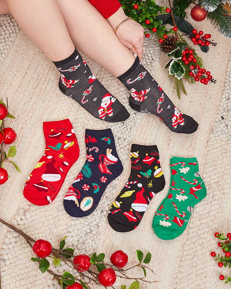 Royalfashion Christmas Women's Long Socks 5/pack