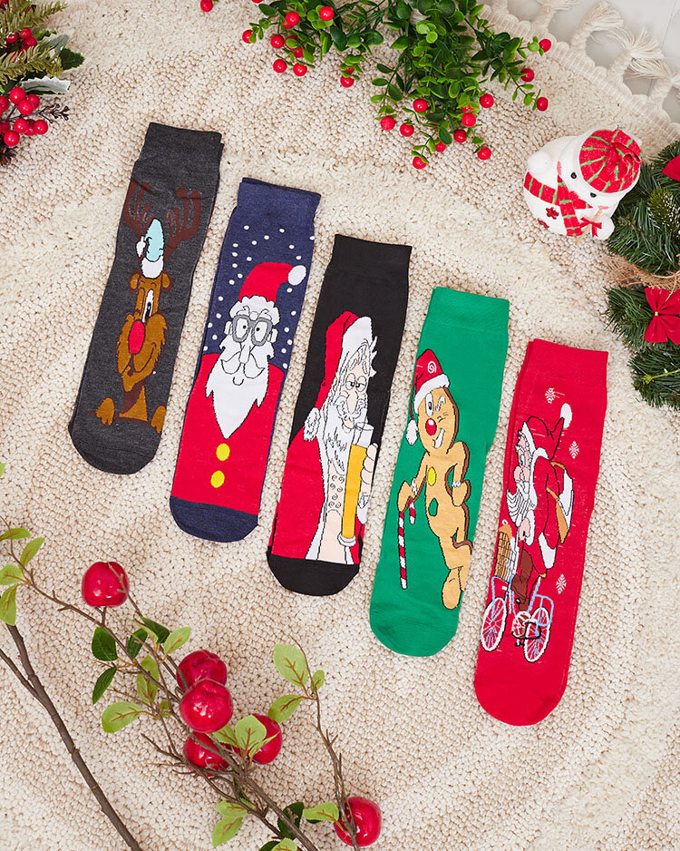 Royalfashion Set of men's socks with Christmas pattern 5/pack