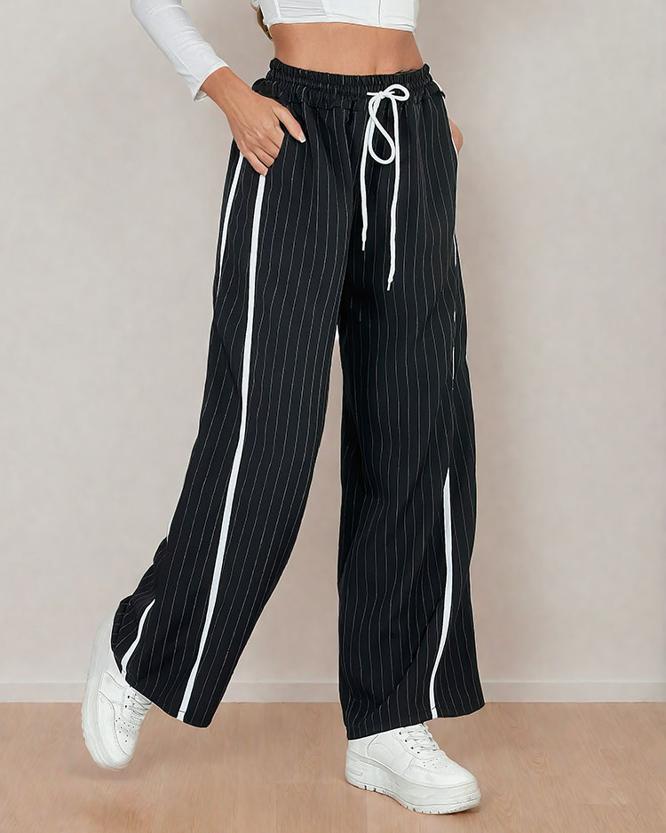 Royalfashion Women's striped fabric pants with stripes