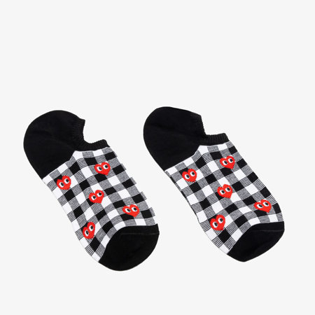 Women's black socks, checkered ankle socks - Underwear