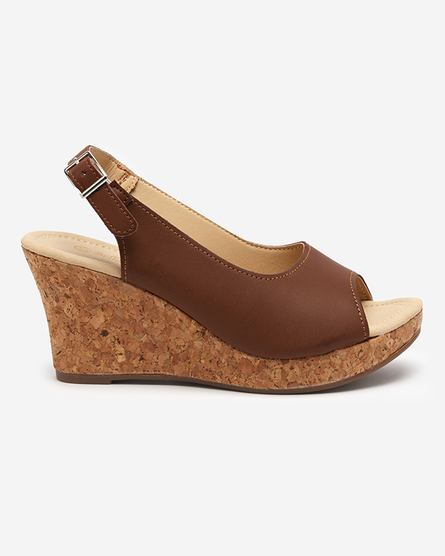 Women's camel wedge sandals Erona - Shoes