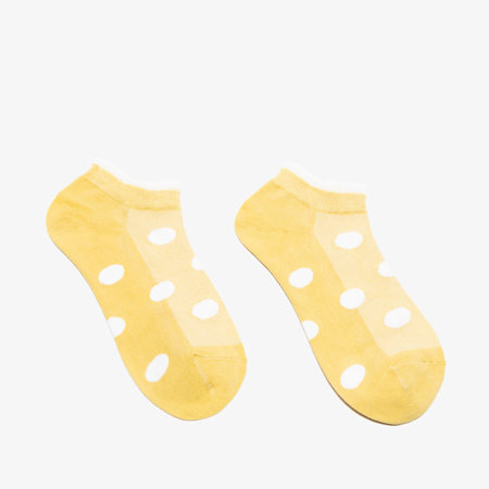 Yellow women's ankle socks with dots - Underwear