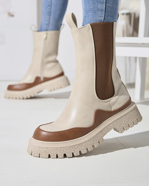 Beige-camel women's high boots Dorila - Footwear