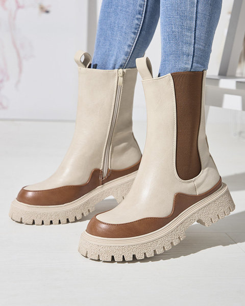 Beige-camel women's high boots Dorila - Footwear