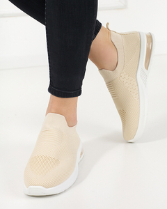 Beige women's slip-on sports shoes Komesi - Footwear