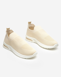 Beige women's slip-on sports shoes Komesi - Footwear