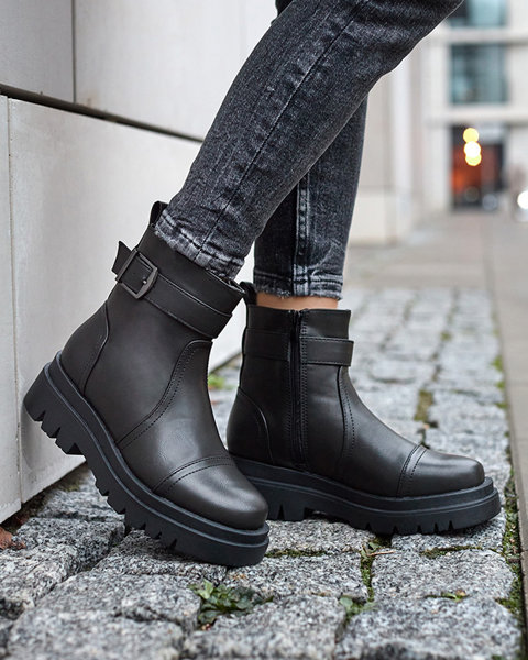 Black women's boots with buckle Utilas - Footwear