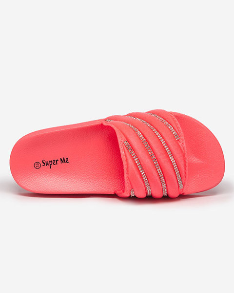 Coral women's slippers with cubic zirconias Mytaris - Footwear