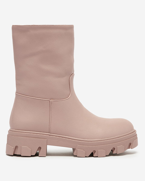 Dark pink women's slip-on boots with Mekira insulation - Footwear