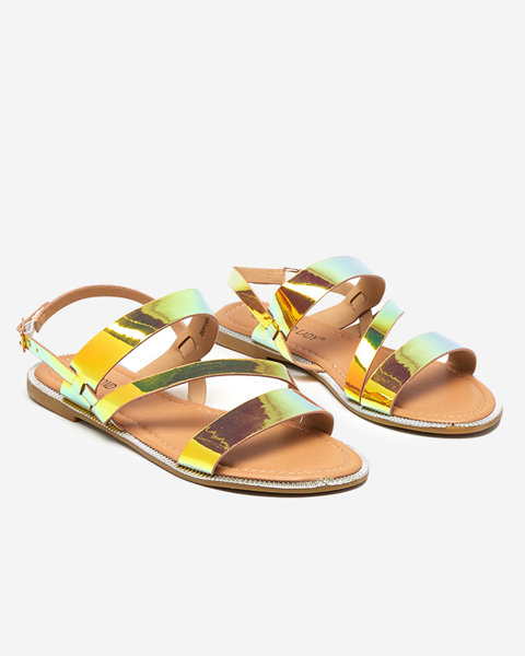 Gold women's holographic sandals Ajazz- Footwear