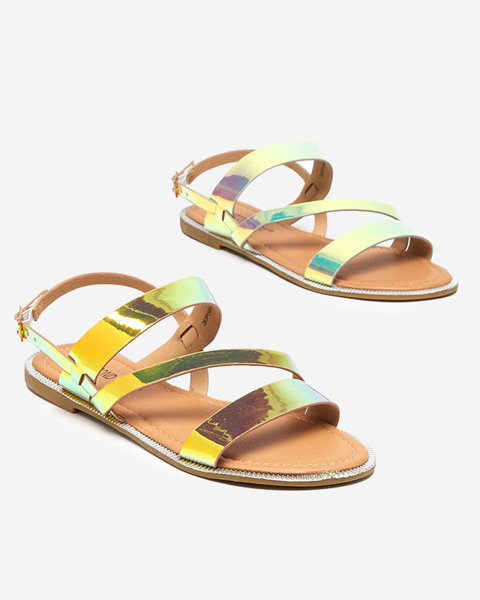 Gold women's holographic sandals Ajazz- Footwear