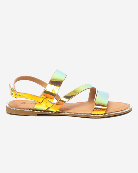 Gold women's holographic sandals Ajazz- Footwear