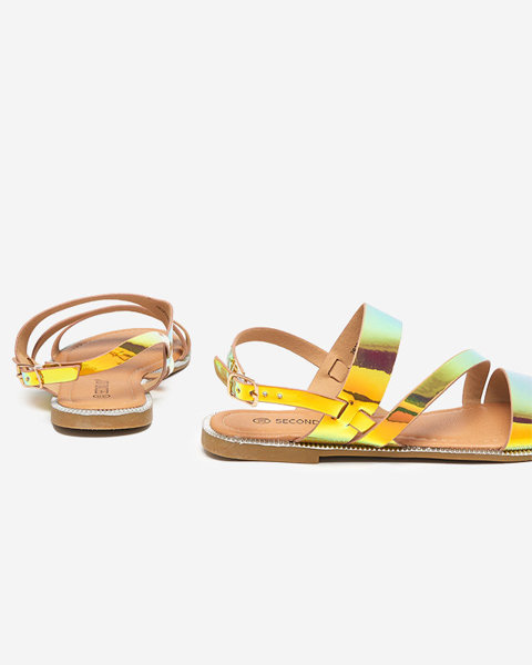 Gold women's holographic sandals Ajazz- Footwear