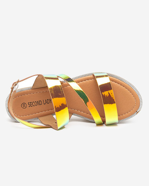 Gold women's holographic sandals Ajazz- Footwear