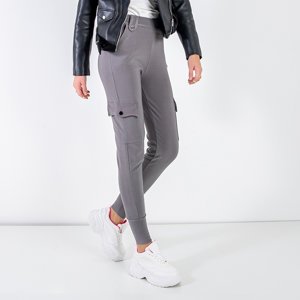 Gray women's cargo pants with pockets - Clothing