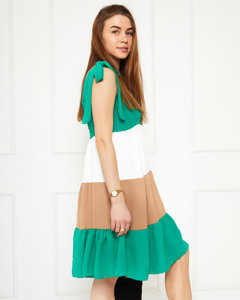 Green women's dress with tied straps - Clothing