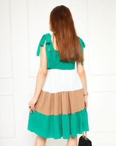 Green women's dress with tied straps - Clothing