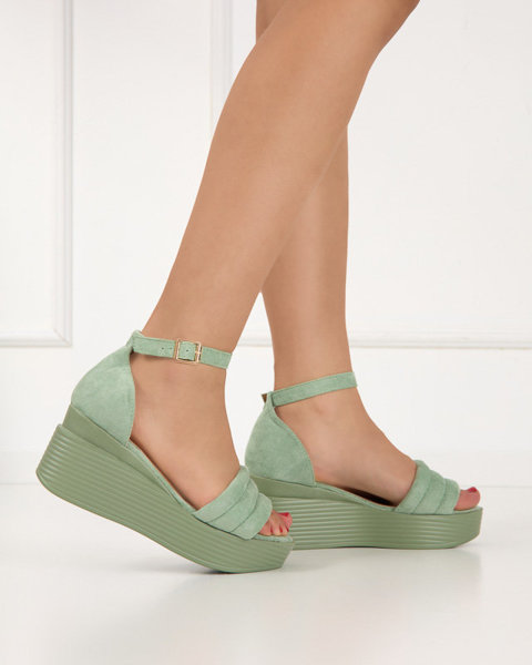 Green women's wedge sandals Okita - Shoes