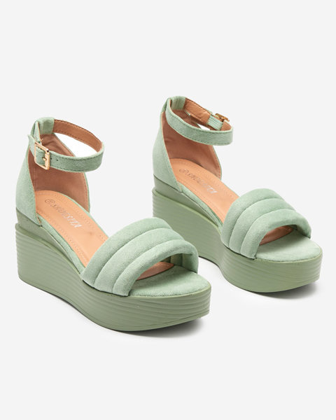 Green women's wedge sandals Okita - Shoes