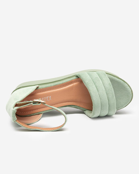 Green women's wedge sandals Okita - Shoes