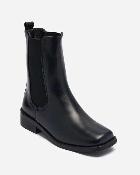 High boots for women with a square toe in black Sudis- Footwear