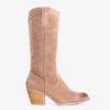 Light brown women's openwork boots on the post Marum - Footwear