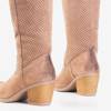 Light brown women's openwork boots on the post Marum - Footwear