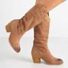 Light brown women's openwork boots on the post Marum - Footwear