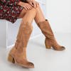 Light brown women's openwork boots on the post Marum - Footwear