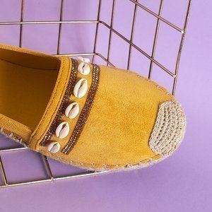 Mustard women's espadrilles with shells Amidoz - Footwear