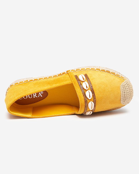 Mustard women's espadrilles with shells Amidoz - Footwear
