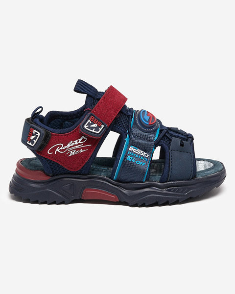 Navy blue and burgundy boys' sandals with Velcro Roser-Footwear