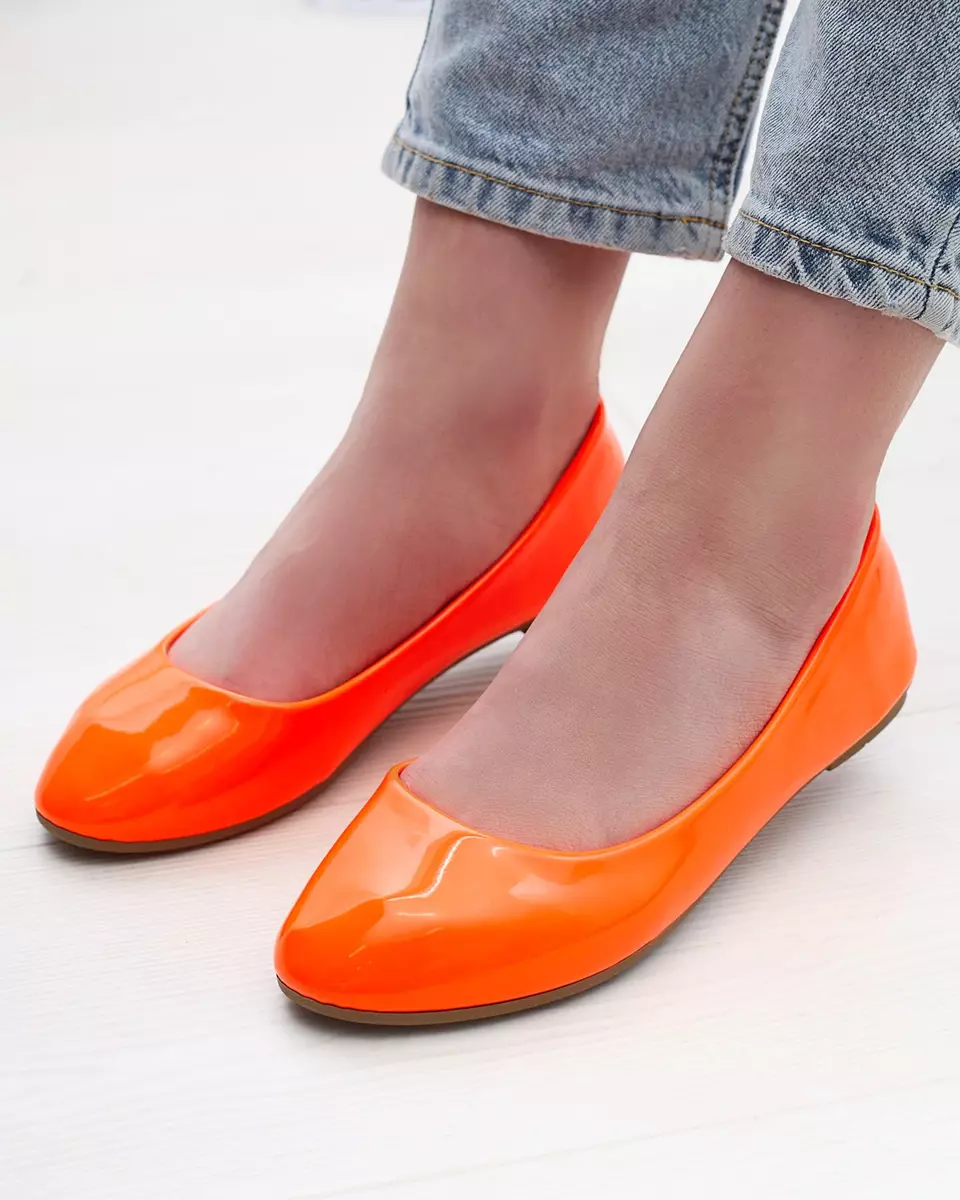 Neon orange women's lacquered ballerinas Fama - Footwear