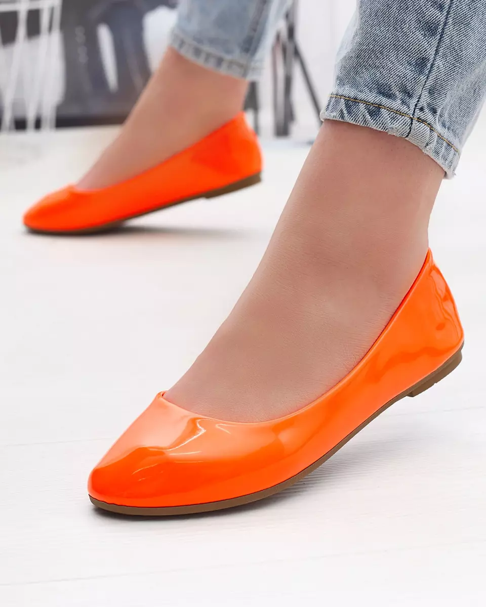 Neon orange women's lacquered ballerinas Fama - Footwear