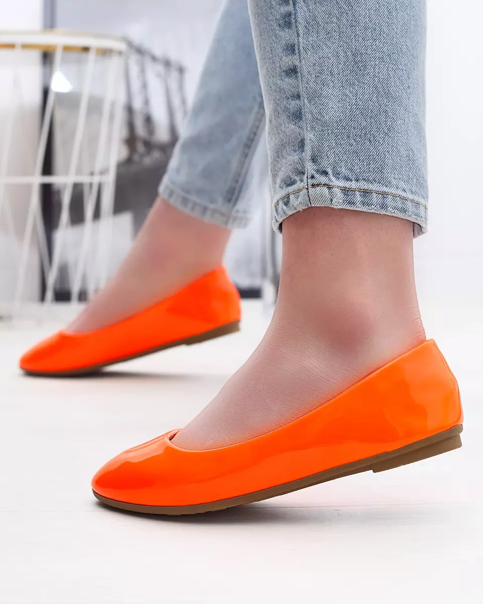 Neon orange women's lacquered ballerinas Fama - Footwear