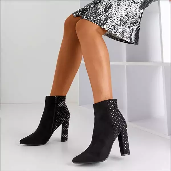 OUTLET Black ankle boots with Holten cubic zirconias - Footwear