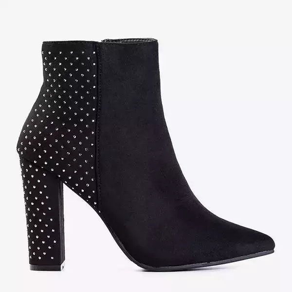 OUTLET Black ankle boots with Holten cubic zirconias - Footwear