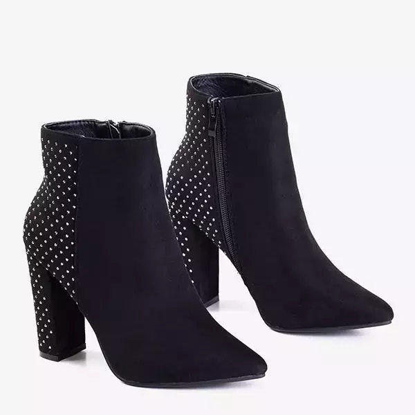 OUTLET Black ankle boots with Holten cubic zirconias - Footwear