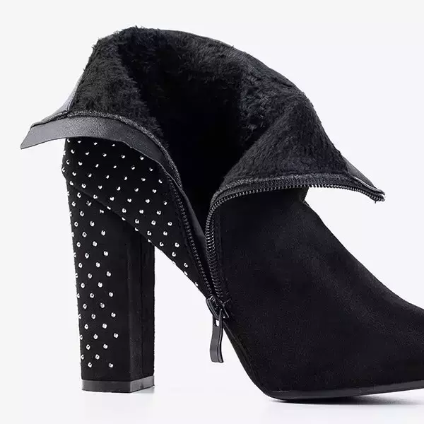 OUTLET Black ankle boots with Holten cubic zirconias - Footwear