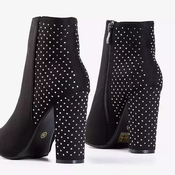 OUTLET Black ankle boots with Holten cubic zirconias - Footwear