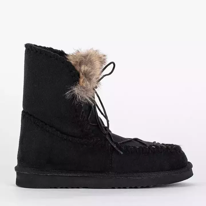 OUTLET Black eco suede women's snow boots Oiu - Footwear