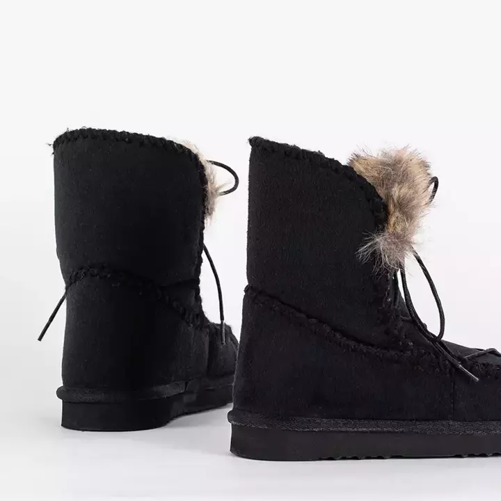 OUTLET Black eco suede women's snow boots Oiu - Footwear