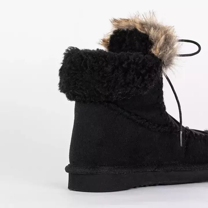 OUTLET Black eco suede women's snow boots Oiu - Footwear