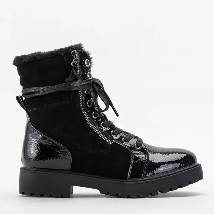 OUTLET Black women's boots partially lacquered Ginoko - Footwear