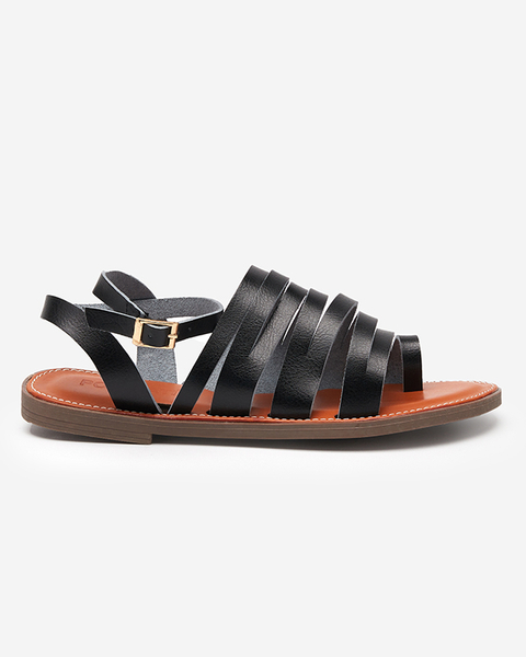 OUTLET Black women's eco-leather sandals with flat heels Gremi - Footwear